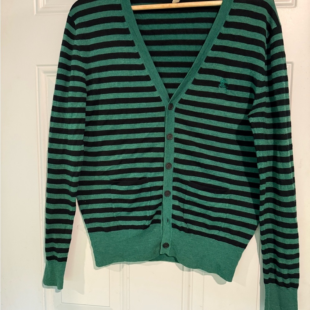 Burberry Emerald and Black Striped Knit Top
